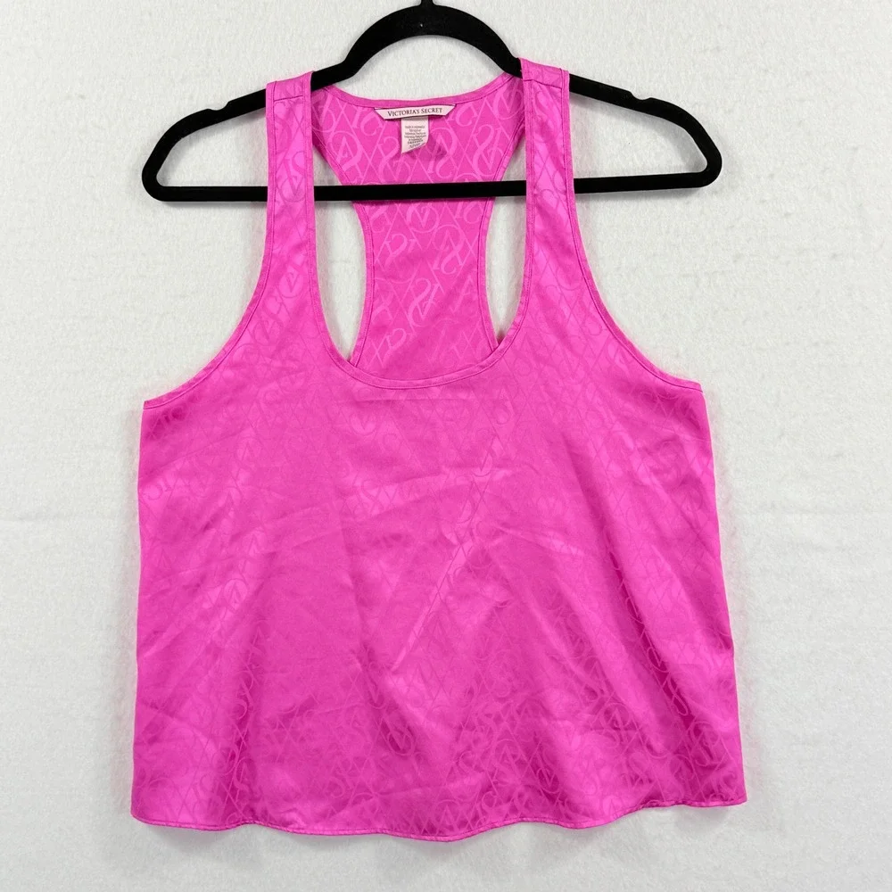 Victoria Secret Tank Top Womens Small Pink Logo Racerback Barbiecore Coquette